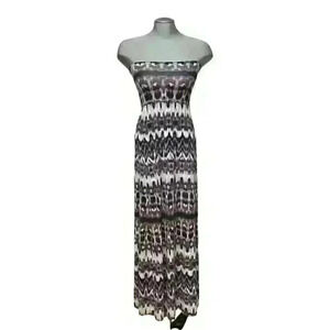 Cynthia Rowley  Maxi Dress Long Strapless Boho Bohemian Ikat Beach